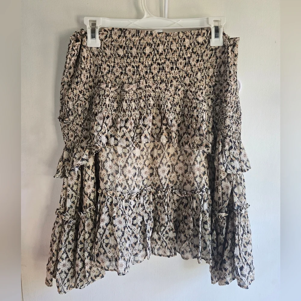Anthropologie Floral Patterned Cream and Black Skirt Medium NWOT